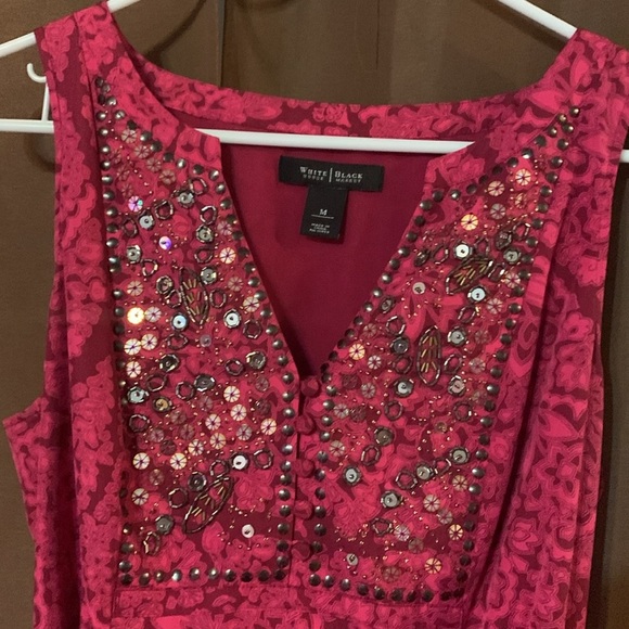 NWOT White House Black Market Beaded Neckline Ruffle Hem Dress - Picture 3 of 9